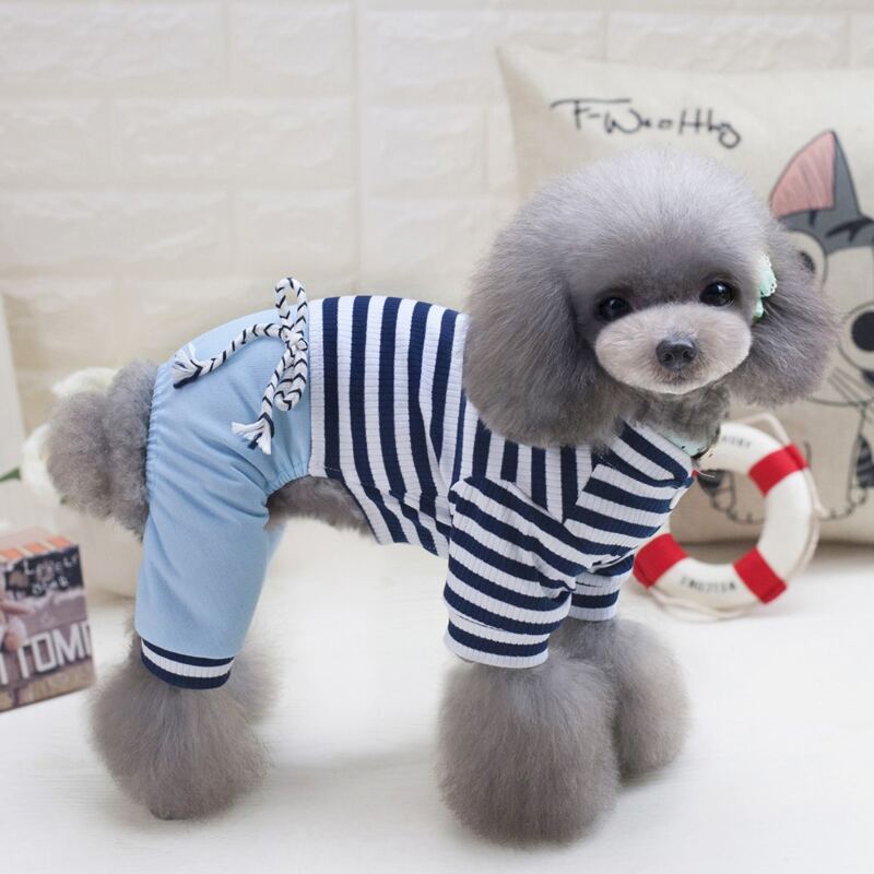 

1pc Dog Striped Jumpsuit, Blue