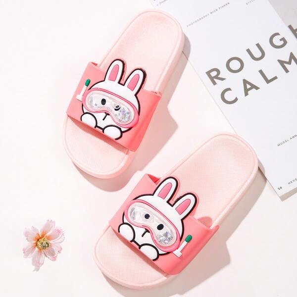 

Toddler Girls Cartoon Graphic Slippers, Pink