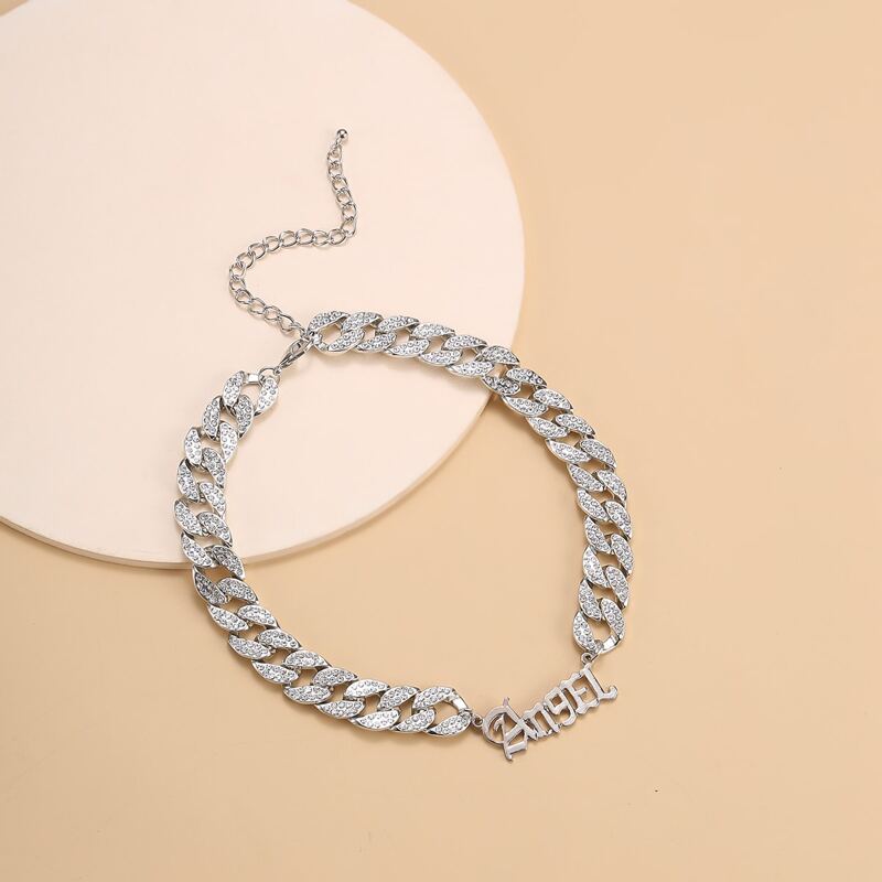 

Letter Decor Chain Necklace, Silver