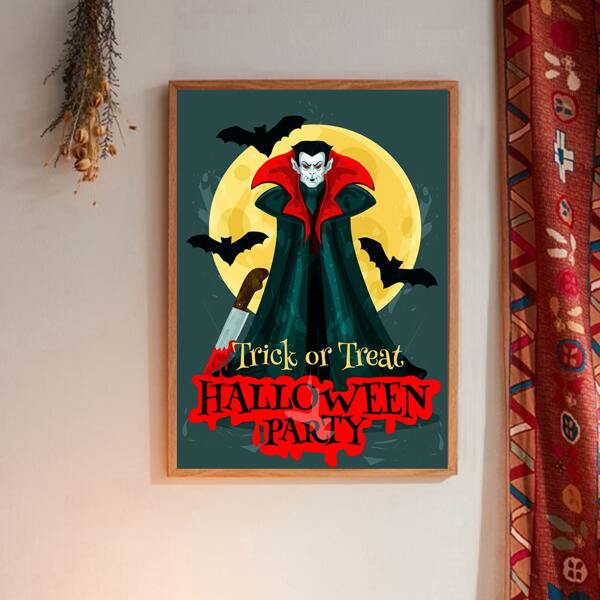 

Halloween Vampire Print Wall Painting Without Frame, Multicolor