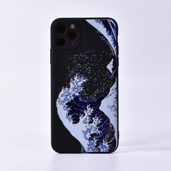 

1pc The Great Wave off Kanagawa Pattern iPhone Case, Multicolor