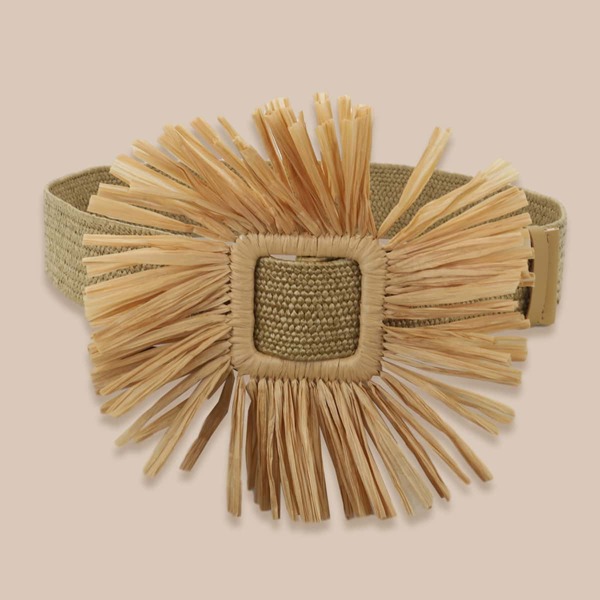 

Square Buckle Woven Belt, Khaki