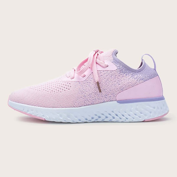 

Lace-up Decor Low Top Knit Sneakers, Pink