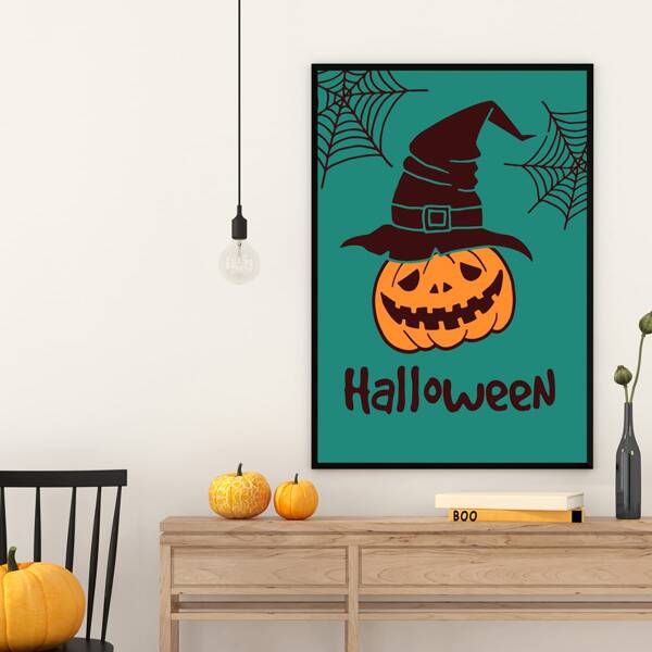 

Halloween Pumpkin Print Wall Painting Without Frame, Multicolor