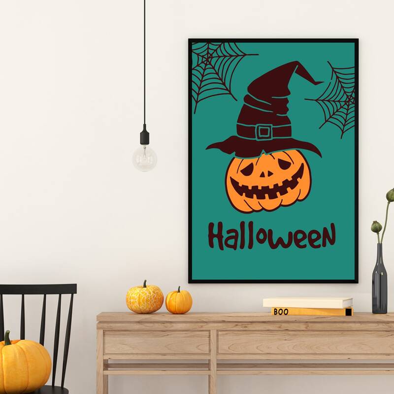 

Halloween Pumpkin Print Wall Painting Without Frame, Multicolor