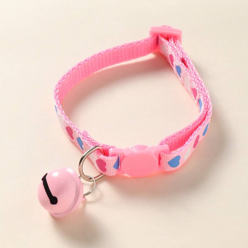 

1pc Bell Charm Cat Collar, Pink