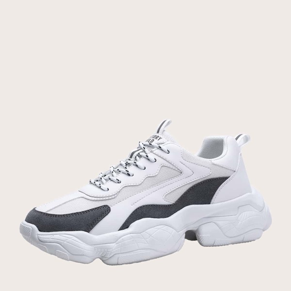 

Men Lace-up Front Wide Fit Chunky Sneakers, White