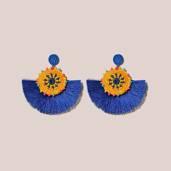 

Tassel Decor Drop Earrings, Blue