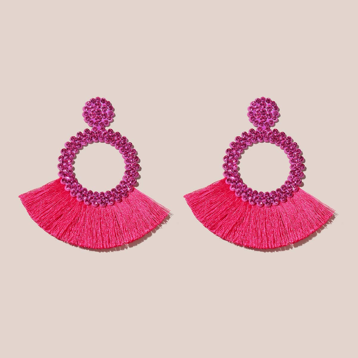 

Tassel Decor Drop Earrings, Red