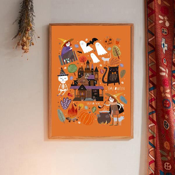 

Halloween Pattern Wall Painting Without Frame, Multicolor