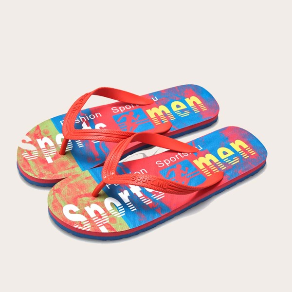

Мужские сланцы с текстовым принтом, Красный