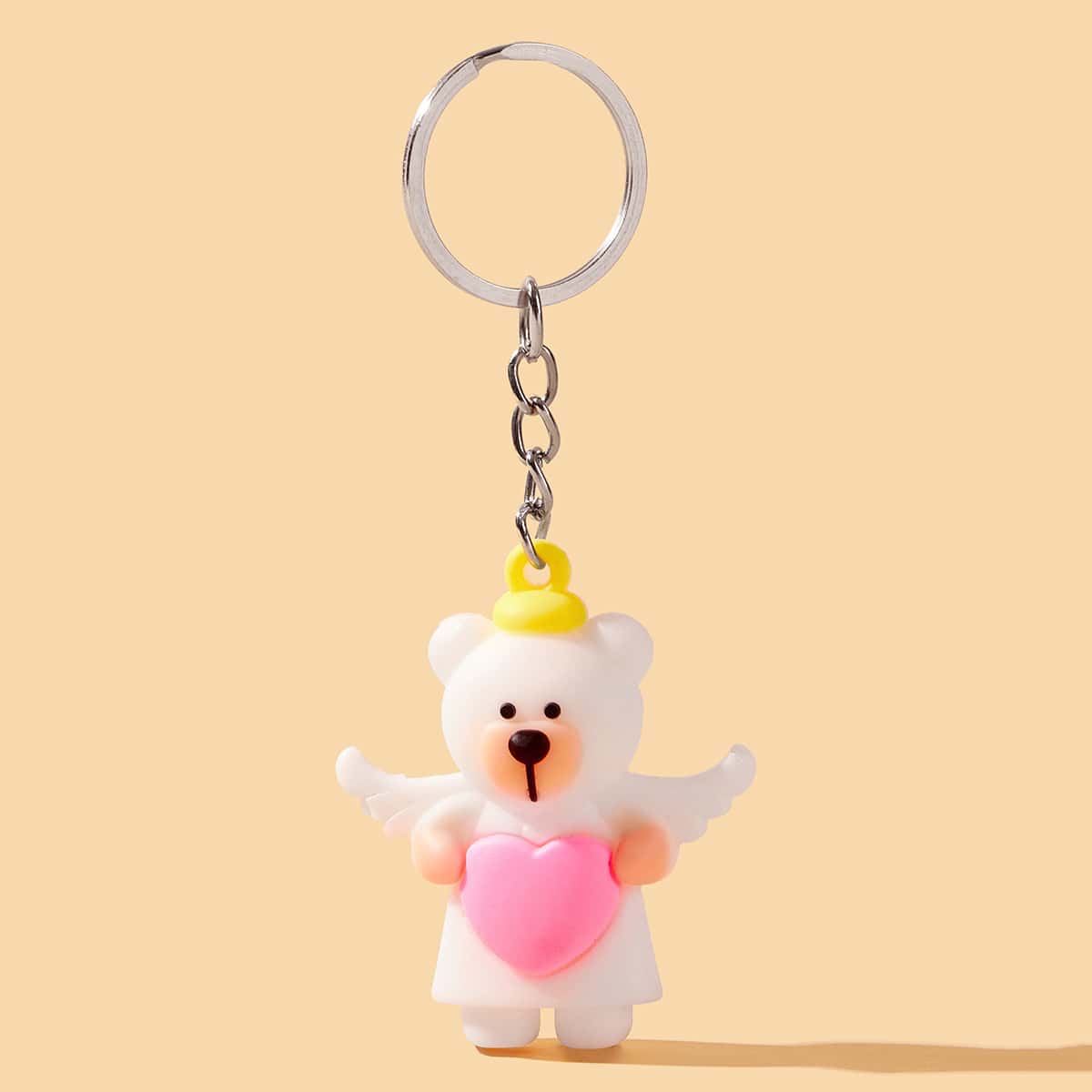 

Cartoon Bear Pendant Keychain, White