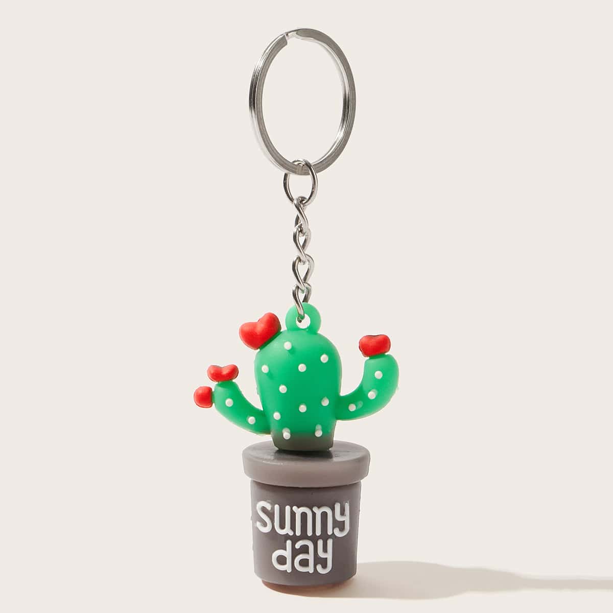 

Cactus Charm Keychain, Multicolor