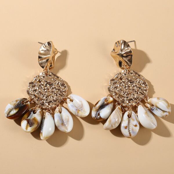 

Shell Decor Drop Earrings, Gold