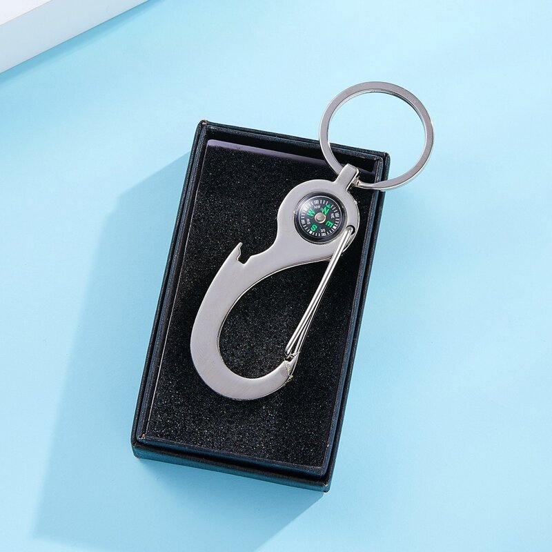 

Guys Compass Decor Keychain, Silver