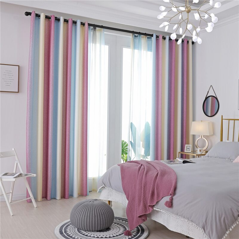 

1pc Color Block Blackout Curtain, Multicolor