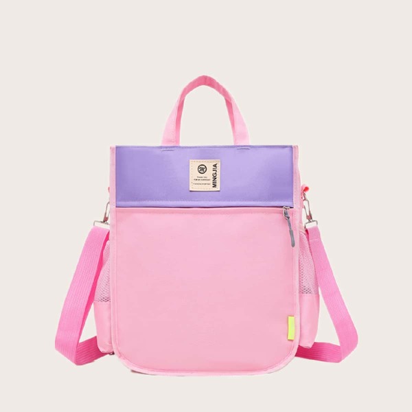

Girls Colorblock Satchel Bag, Pink
