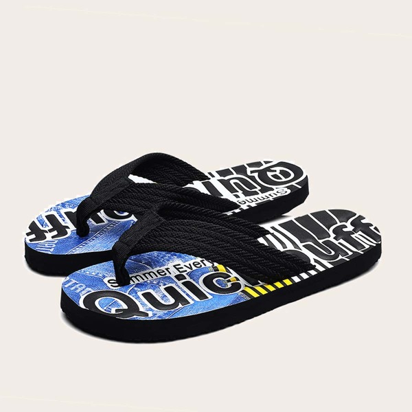 

Men Letter Graphic Flip Flops, Black