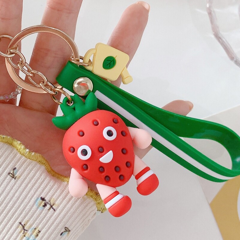 

Cartoon Strawberry Keychain, Multicolor
