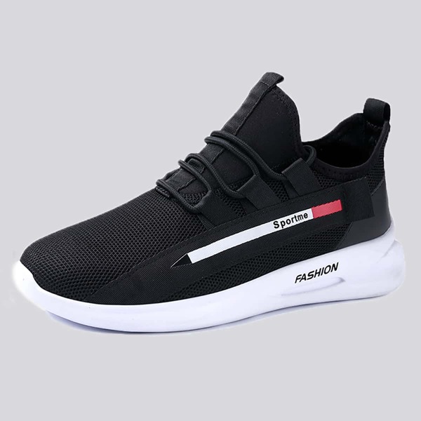 

Men Lace-up Decor Wide Fit Sneakers, Black