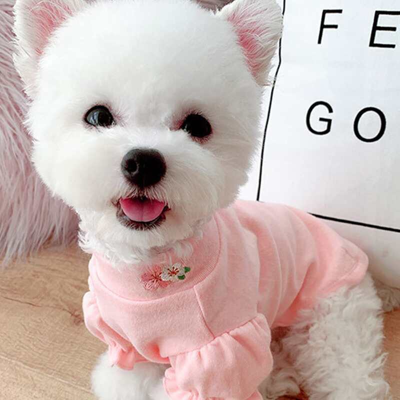

1pc Dog Puff Sleeve Top, Pink