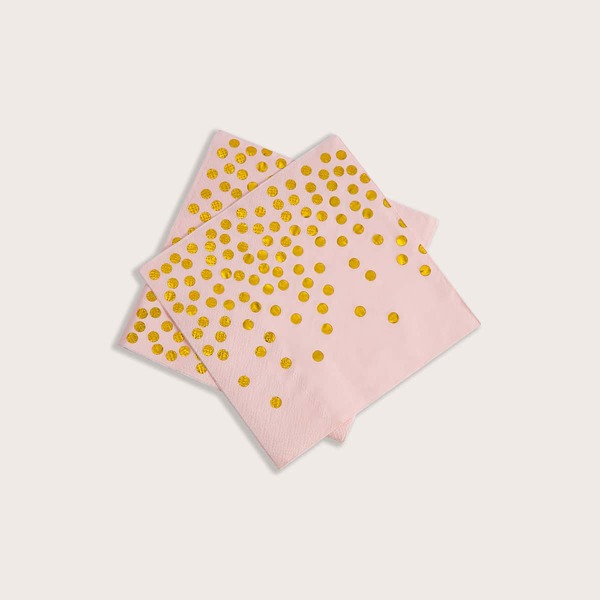 

25pcs Polka Dot Pattern Napkin Paper, Pink