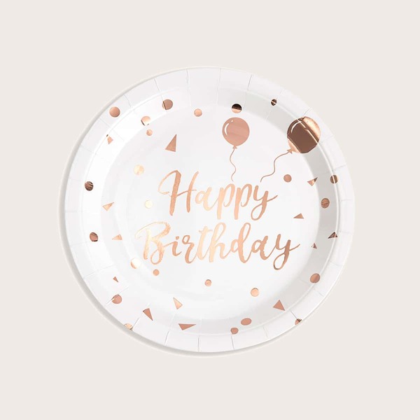 

10pcs Slogan Graphic Disposable Plate, White