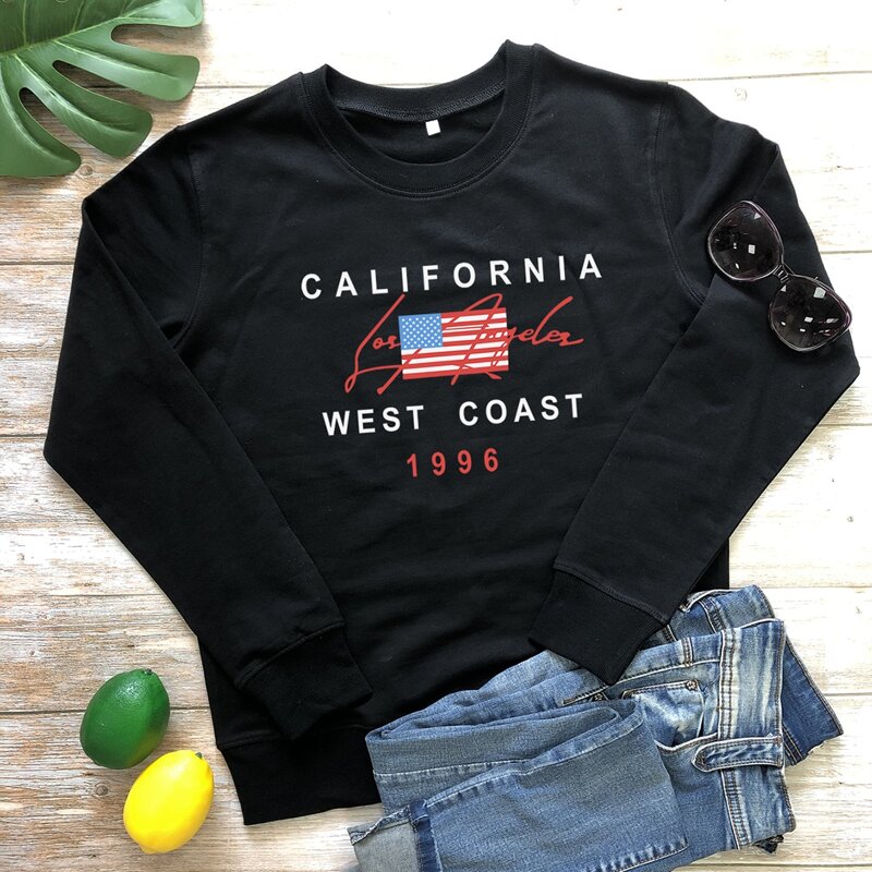 

American Flag & Letter Graphic Sweatshirt, Black