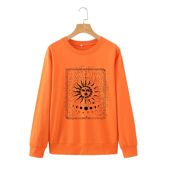 

Sun Moon Print Sweatshirt, Orange