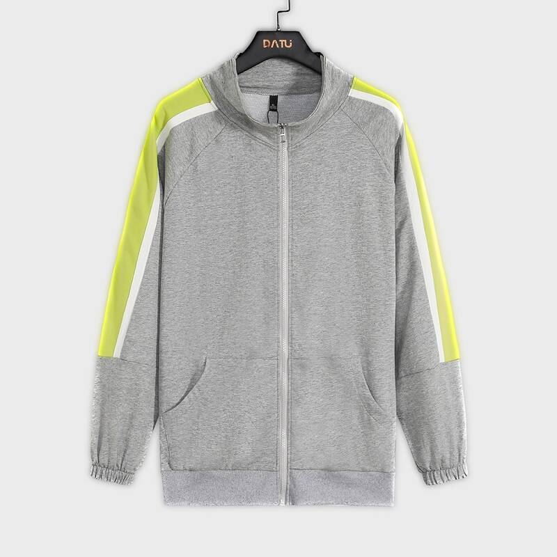

Guys Color-block Kangaroo Pocket Zip-up Jacket, Grey