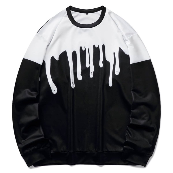 

Men Two Tone Print Sweatshirt, Black and white