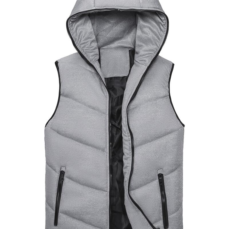 

Guys Zip-up Hooded Padded Vest, Grey