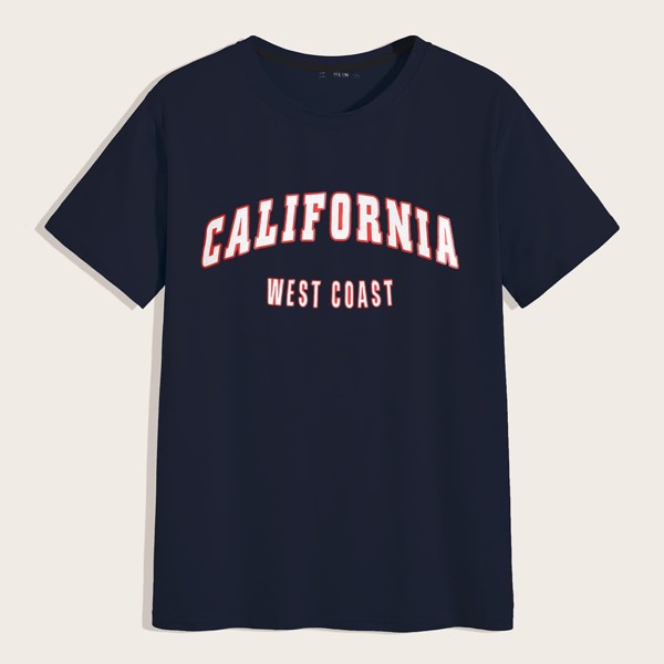 

Men Letter Graphic Short Sleeve Tee, Navy blue