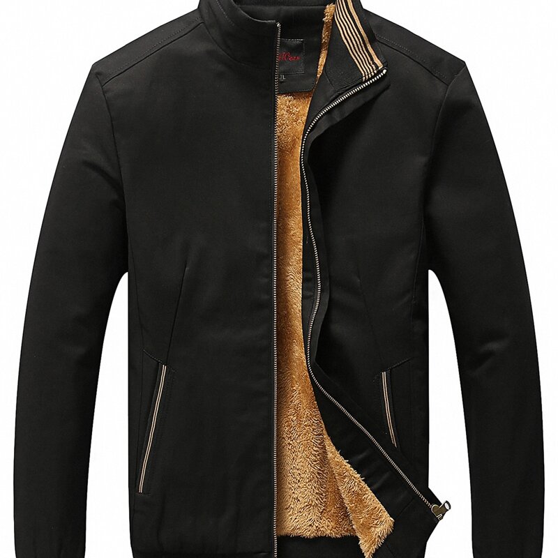 

Guys Striped Hem Plush Lined Jacket, Black