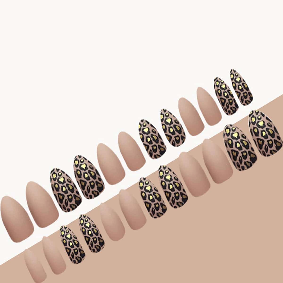 

24pcs Leopard Fake Nails, Multicolor