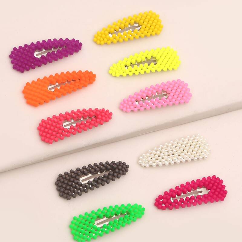 

10pcs Beaded Hair Clip, Multicolor