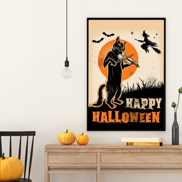 

Halloween Pattern Wall Painting Without Frame, Multicolor