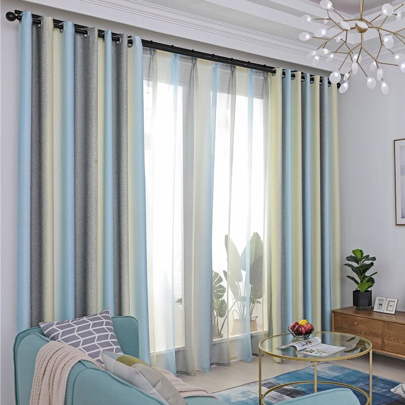 

1pc Color Block Blackout Curtain, Multicolor