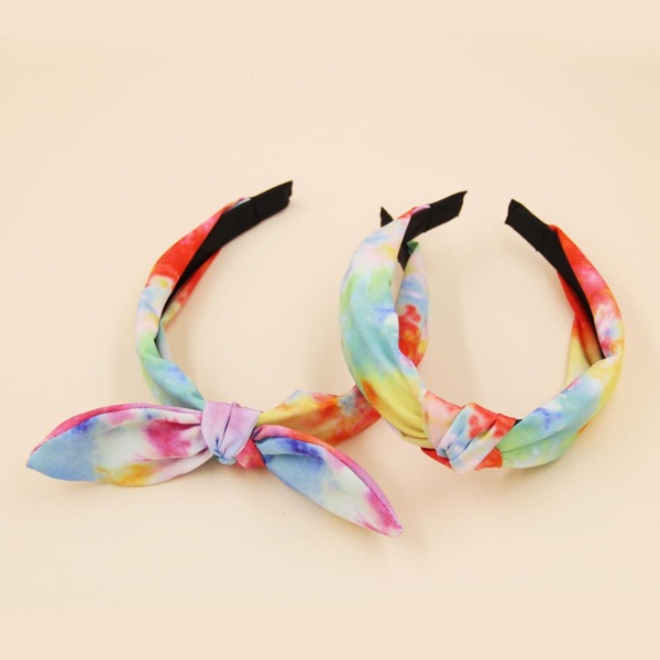 

2pcs Tie Dye Pattern Hair Hoop, Multicolor