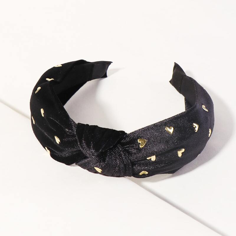 

Heart Decor Velvet Hair Hoop, Black