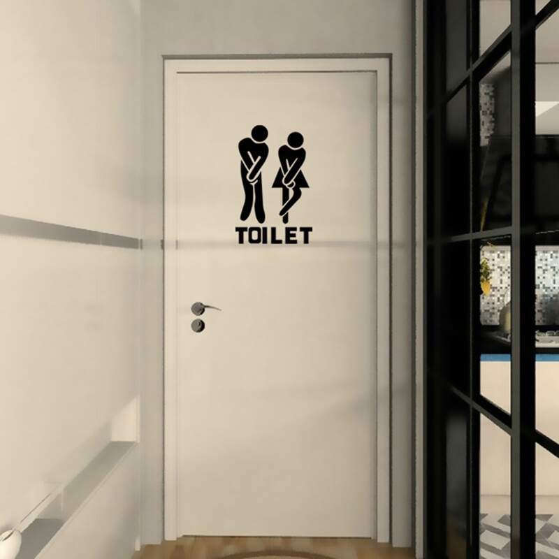 

Toilet Sign Print Door Sticker, Black