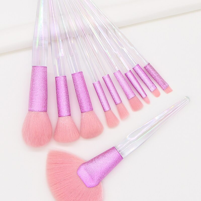 

10pcs Acrylic Makeup Brush Set, Pink