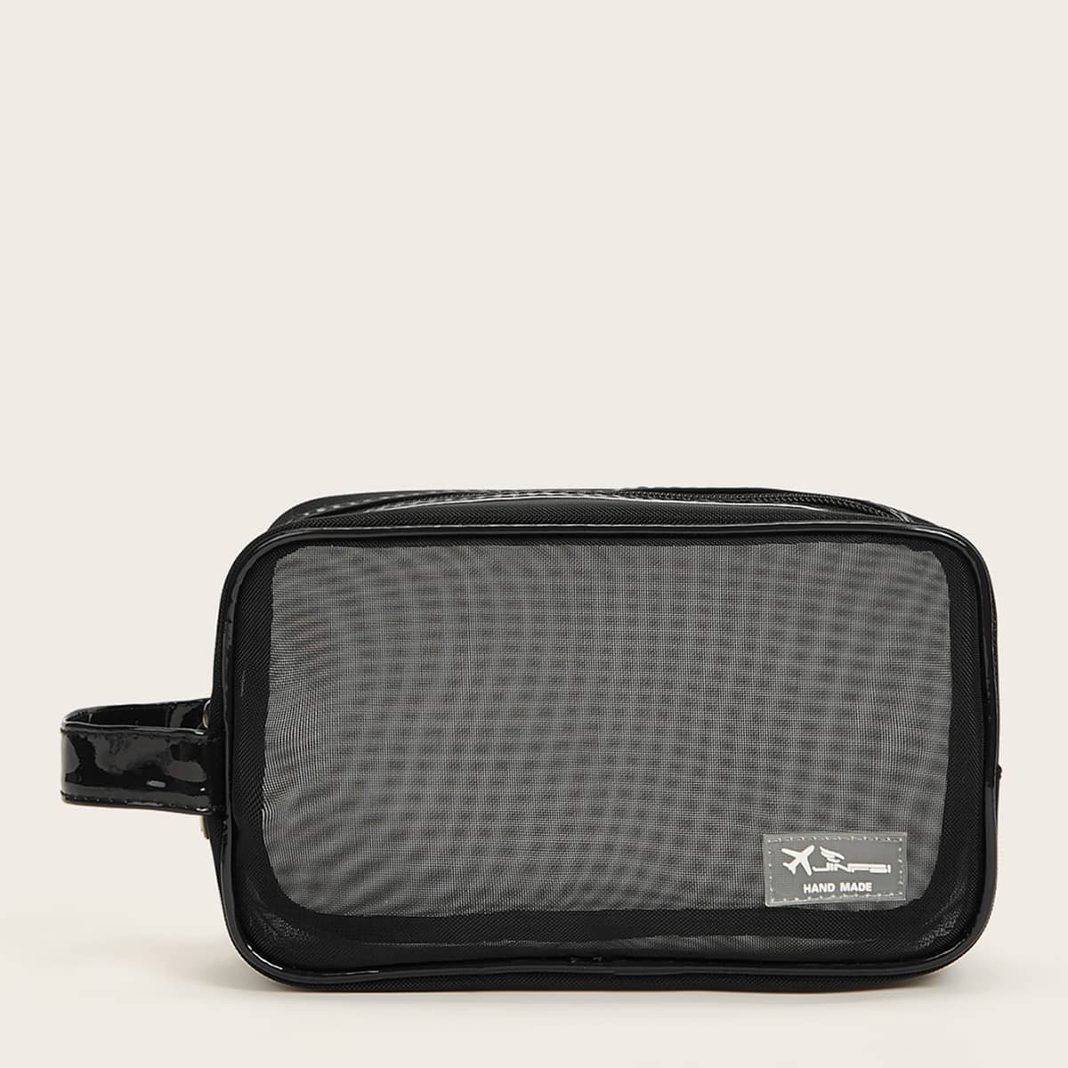 

1pc Mesh Makeup Bag, Black