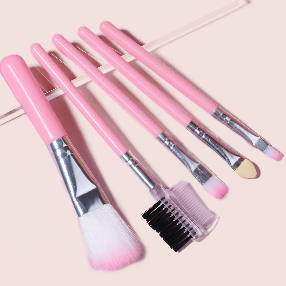

5pcs Duo-fiber Makeup Brush Set, Pink