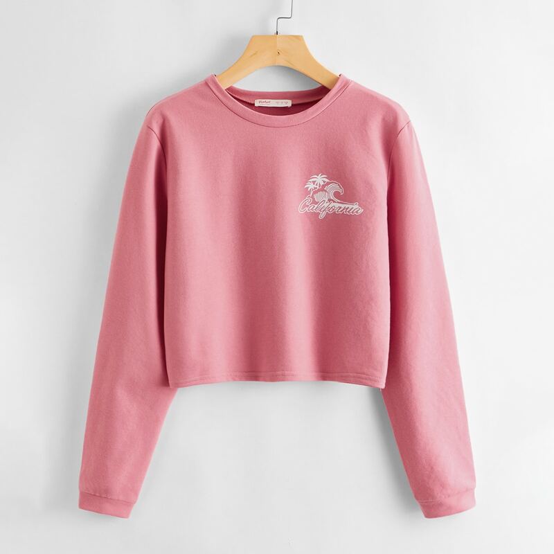 

Letter Graphic Sweatshirt, Pink