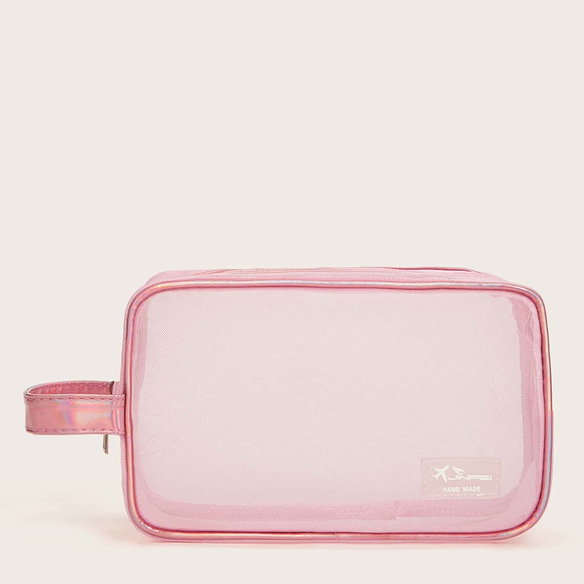 

1pc Mesh Makeup Bag, Pink