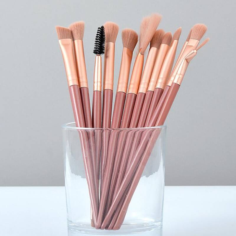 

12pcs Makeup Brush Set, Dusty pink