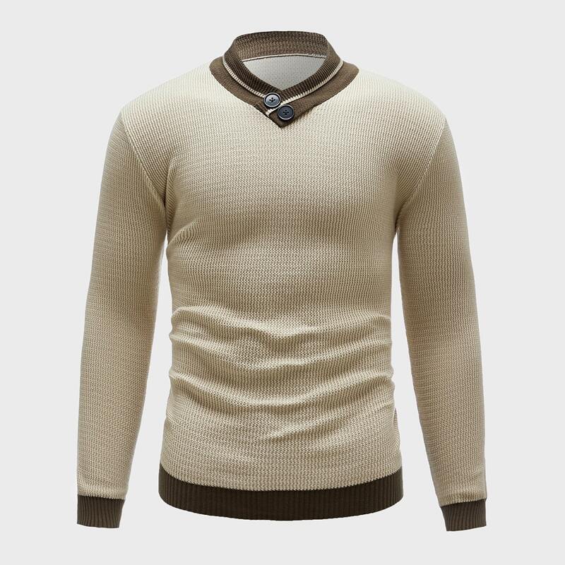 

Guys Contrast Trim Sweater, Beige