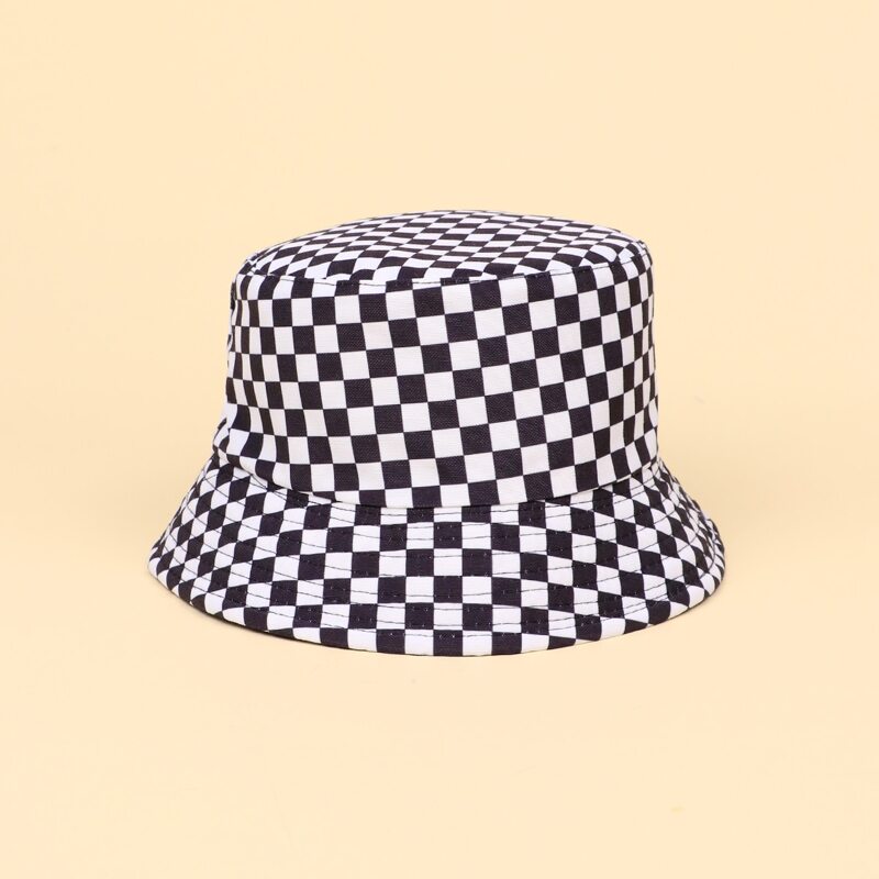 

Checkerboard Bucket Hat, Black and white