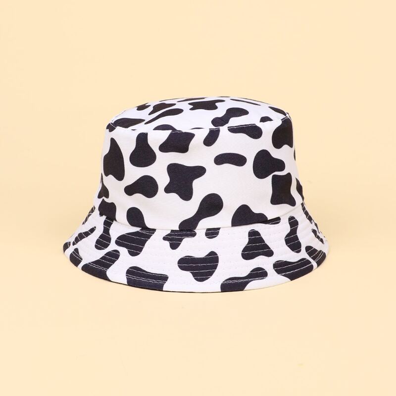 

Cow Print Bucket Hat, Black and white